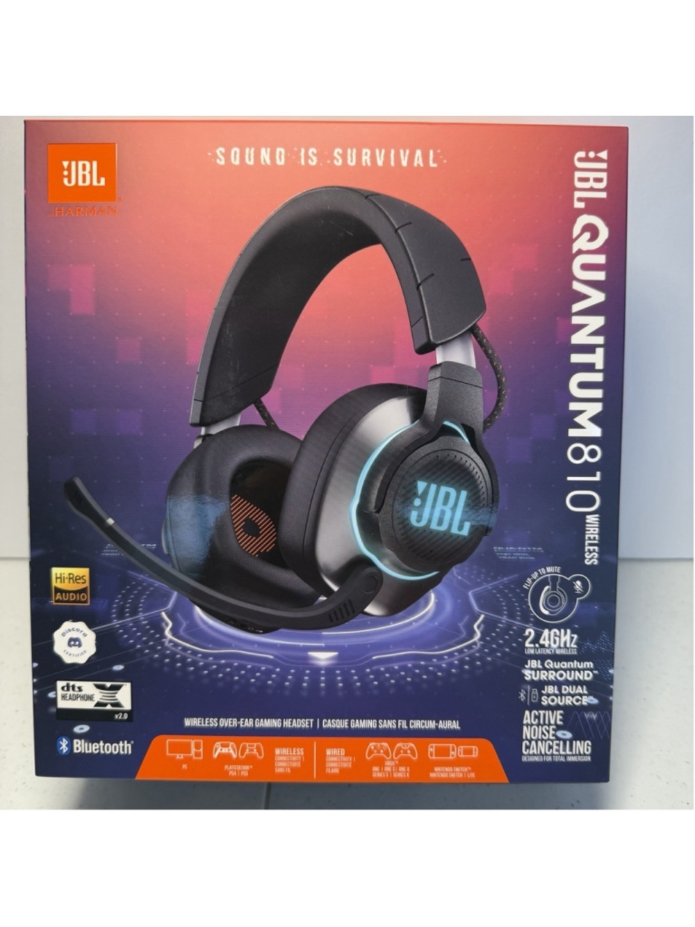 JBL Quantum 810 Wireless Gaming Headset Black Bluetooth ANC PC PS5 Xbox